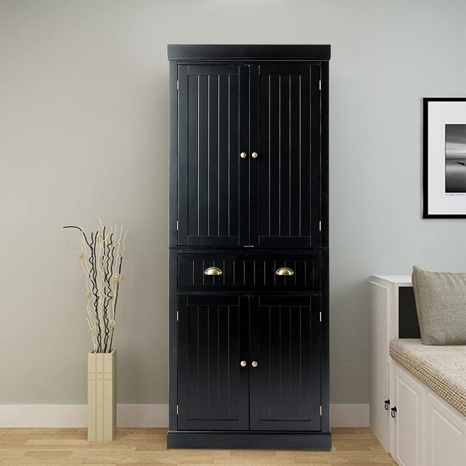 Tangkula Freestanding Cupboard Traditional Adjustable - Zander Auto Parts