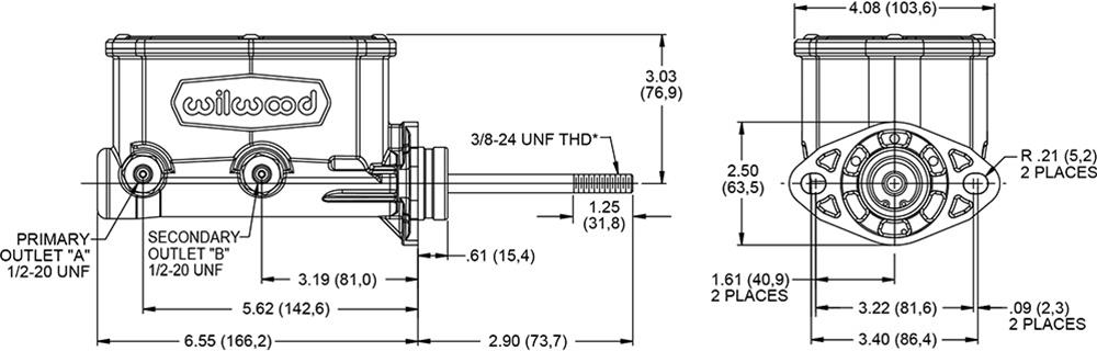 Wilwood Disc Brakes 260-16520-BK Wilwood Aluminum Tandem Compact Master Cylinders - Zander Auto Parts