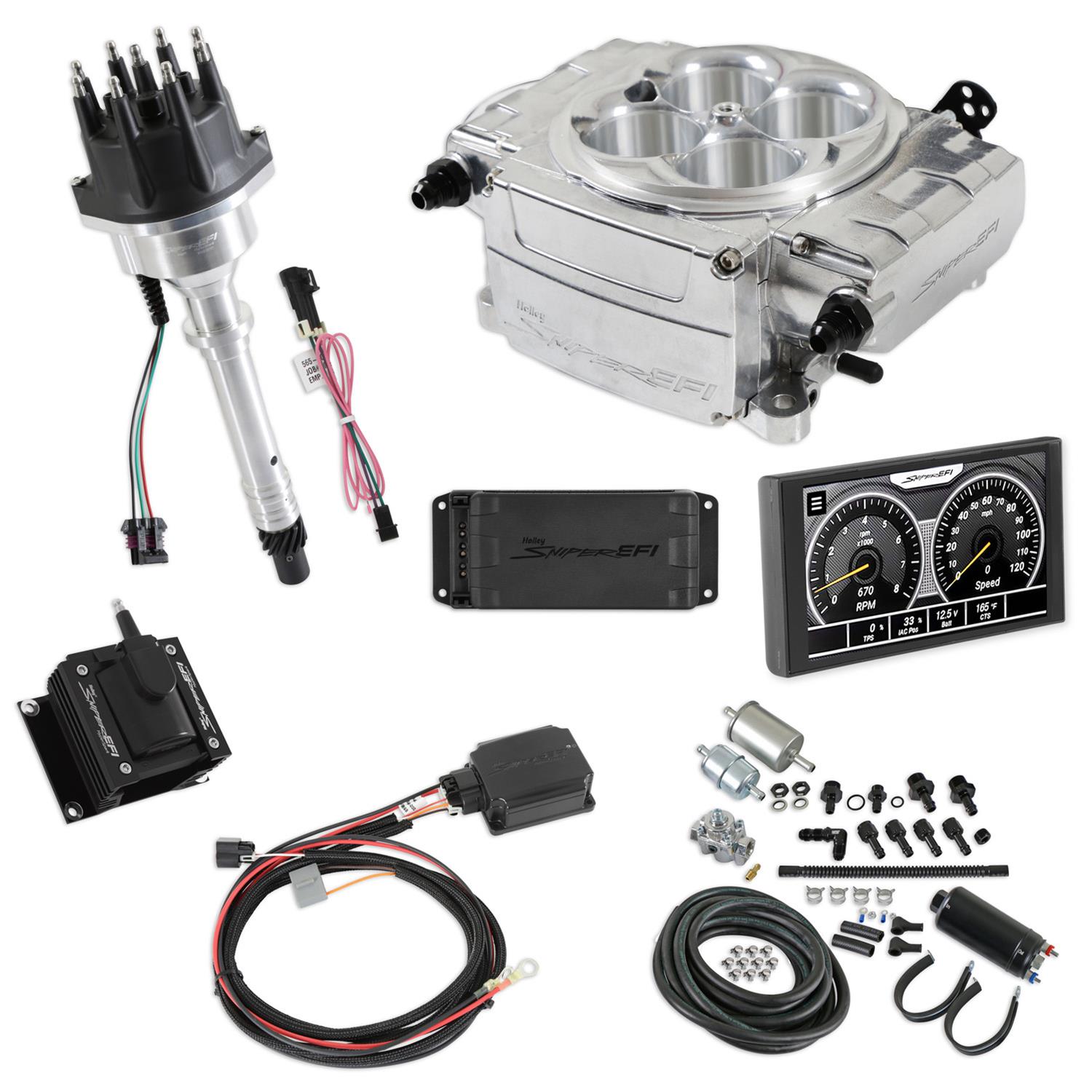 Holley Sniper 550-510-5PK-SBC Holley Sniper 2 EFI 650 HP Inline Pump Fuel Injection Systems with Power Distribution Module - Zander Auto Parts