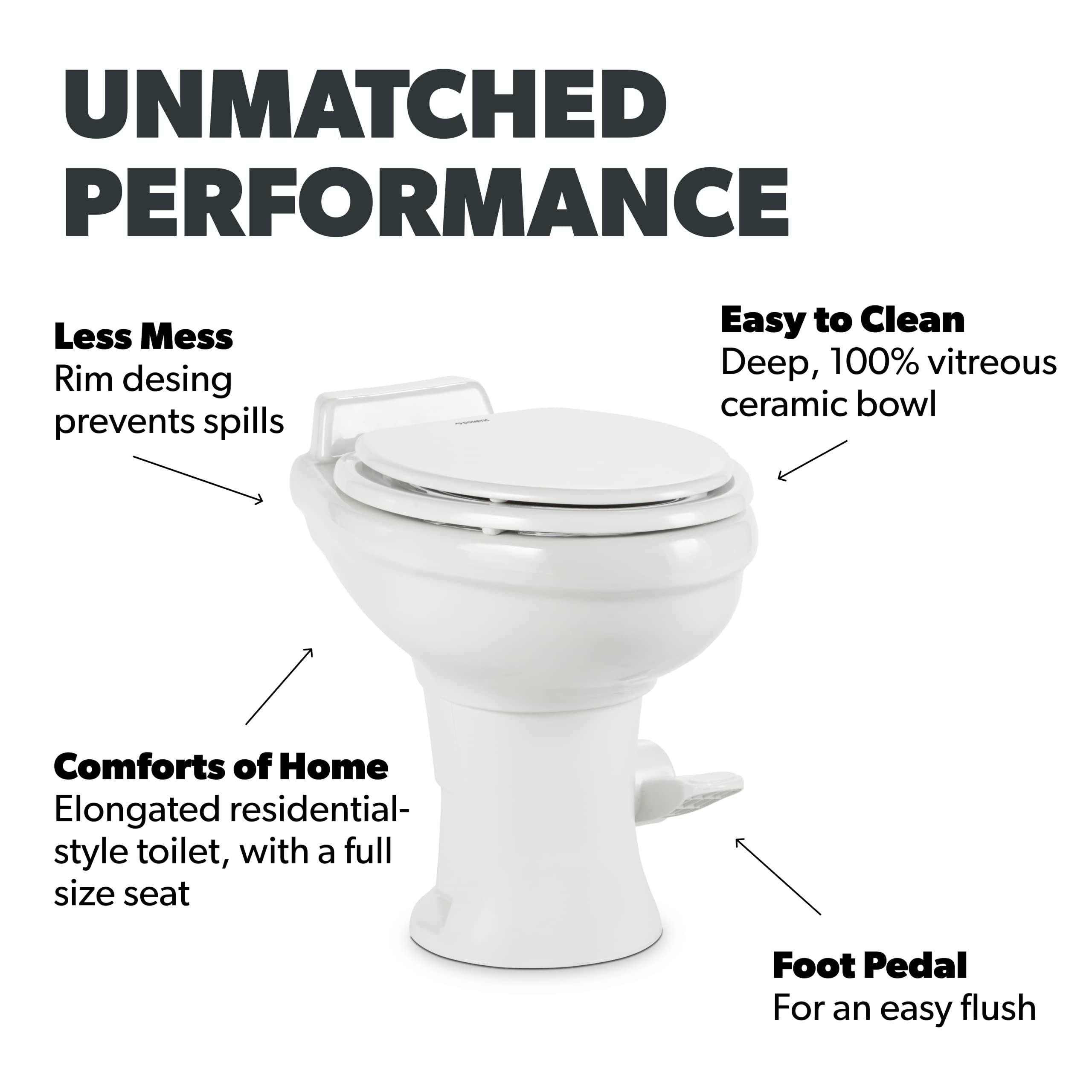 Dometic Standard Height Toilet White - Zander Auto Parts