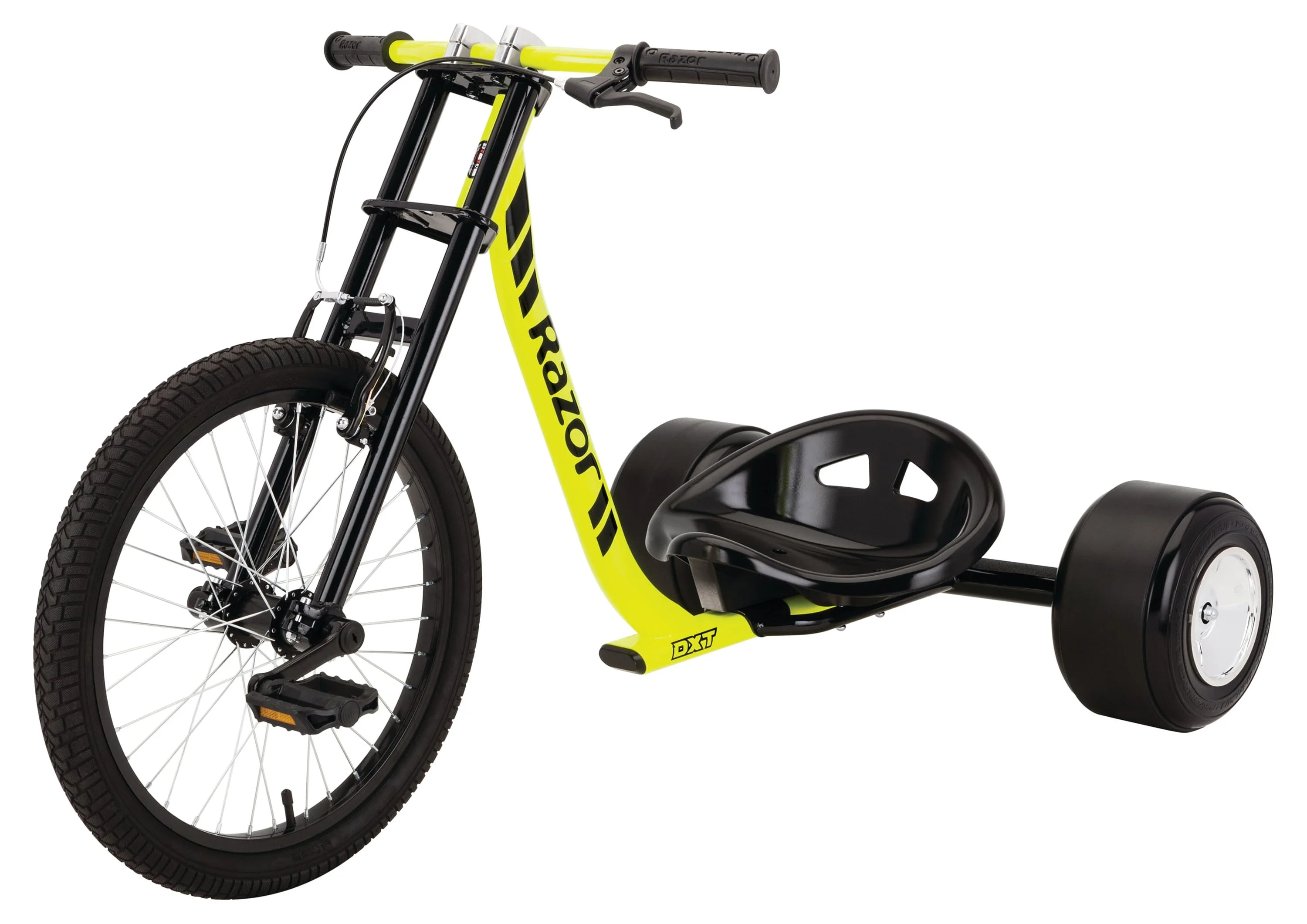 Razor DXT Drift Trike - Black\/Yellow Steel Frame, 3-Wheeled Ride On Tricycle for Teens and Adults - Zander Auto Parts