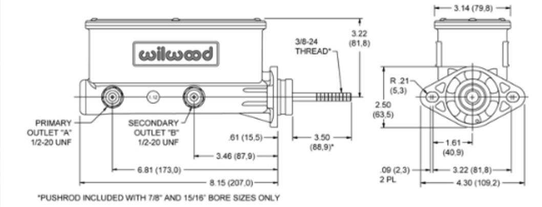 Wilwood Disc Brakes 260-13375-BK Wilwood Aluminum Tandem Master Cylinders - Zander Auto Parts