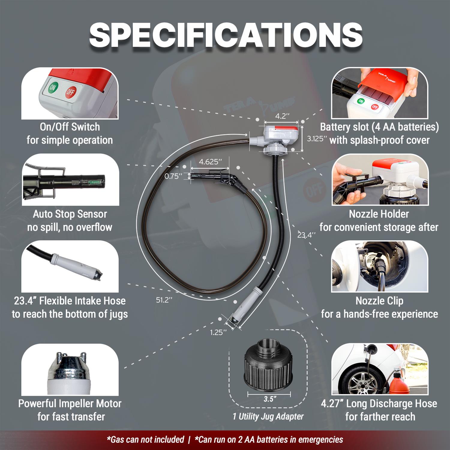 TERA PUMP 20176 Tera Pump Utility Jug Fuel Transfer Pumps - Zander Auto Parts