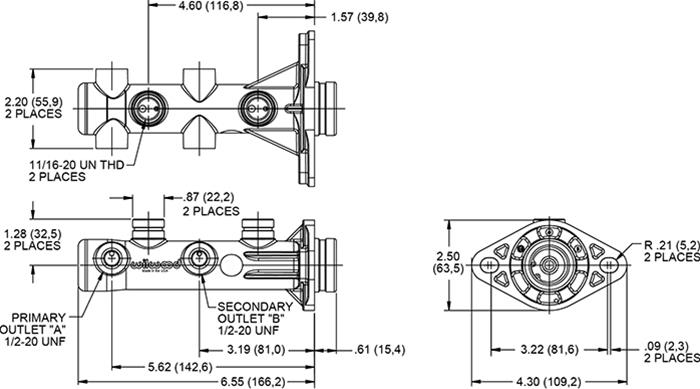Wilwood Disc Brakes 260-14244-BK Wilwood Aluminum Tandem Master Cylinders - Zander Auto Parts