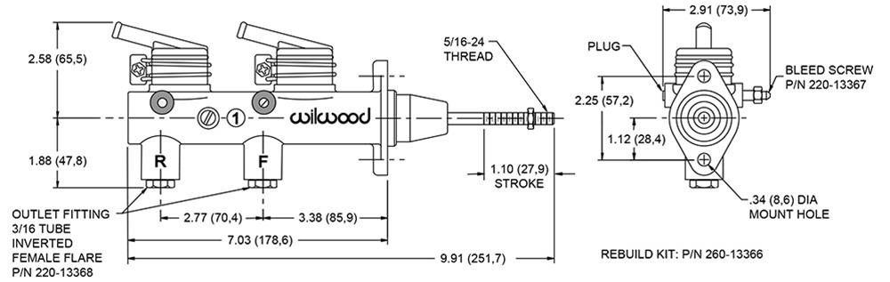 Wilwood Disc Brakes 260-7563 Wilwood Combination Remote Tandem Master Cylinders - Zander Auto Parts