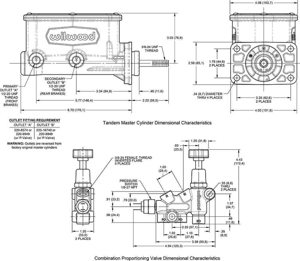 Wilwood Disc Brakes 261-16798-BK Wilwood Aluminum Master Cylinders - Zander Auto Parts
