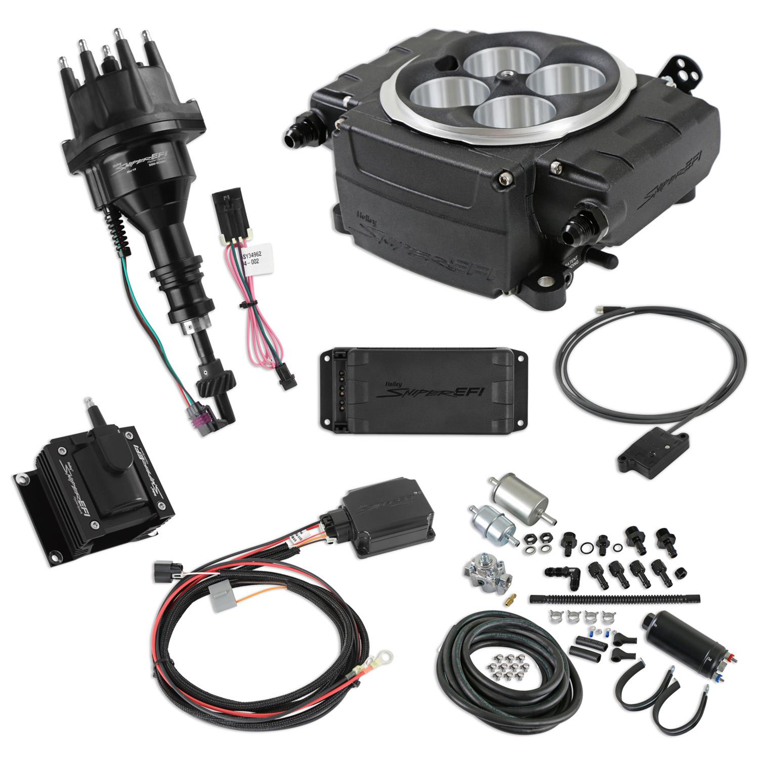 Holley Sniper 550-511-BPK-SBF Holley Sniper 2 EFI 650 HP Inline Pump Fuel Injection Systems with Power Distribution Module - Zander Auto Parts