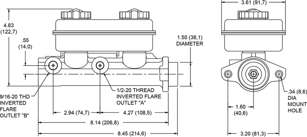 Wilwood Disc Brakes 261-13269-BK Wilwood Aluminum Tandem Master Cylinders - Zander Auto Parts