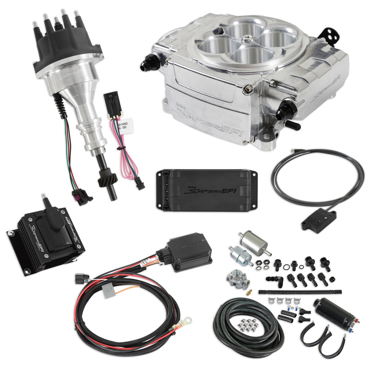 Holley Sniper 550-510-BPK-SBF Holley Sniper 2 EFI 650 HP Inline Pump Fuel Injection Systems with Power Distribution Module - Zander Auto Parts