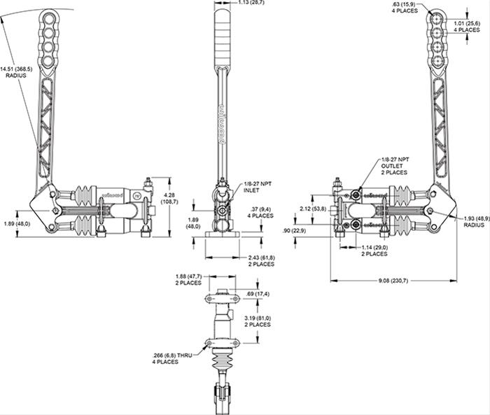 Wilwood Disc Brakes 340-14744 Wilwood Hand Brake Lever Assemblies - Zander Auto Parts