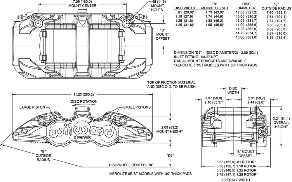Wilwood Disc Brakes 120-16893 Wilwood AERO6 Radial Mount Calipers - Zander Auto Parts