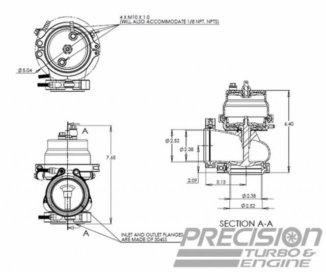 PRECISION TURBO & ENGINE PBO085-3000 Precision Turbo and Engine PTE Wastegates - Zander Auto Parts