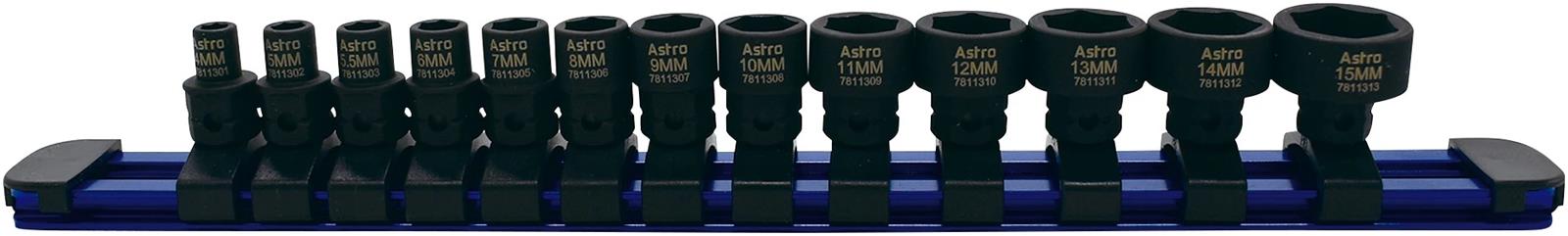 Astro Pneumatic Tool Company 78113 Astro Pneumatic Tool Company 13-Piece Metric 1/4 in. Low-Profile Nano Metric Impact Socket Sets - Zander Auto Parts