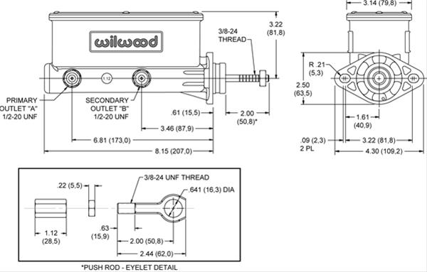 Wilwood Disc Brakes 260-14157-BK Wilwood Aluminum Master Cylinders - Zander Auto Parts
