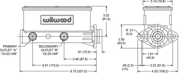 Wilwood Disc Brakes 260-8555 Wilwood Aluminum Tandem Master Cylinders - Zander Auto Parts