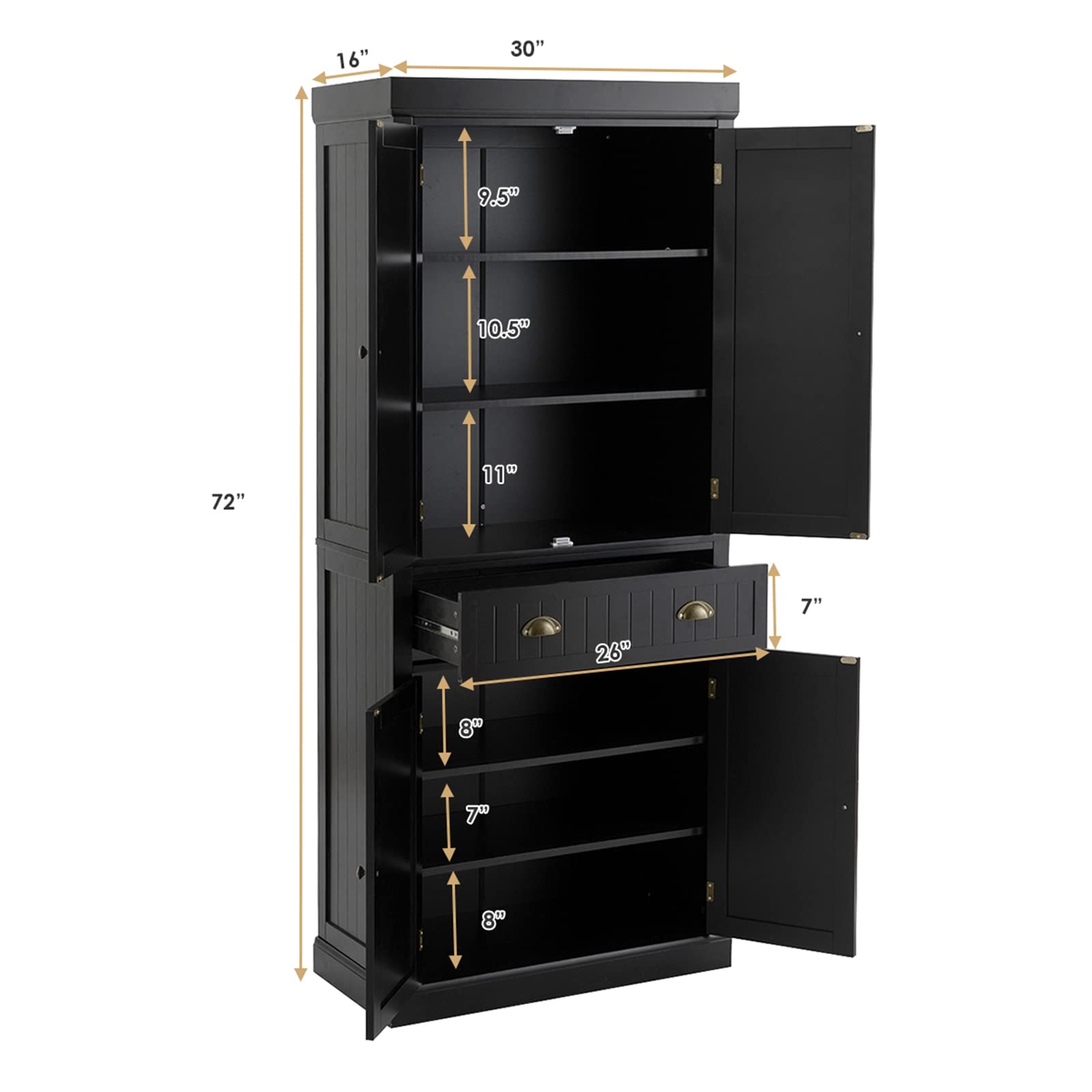 Tangkula Freestanding Cupboard Traditional Adjustable - Zander Auto Parts
