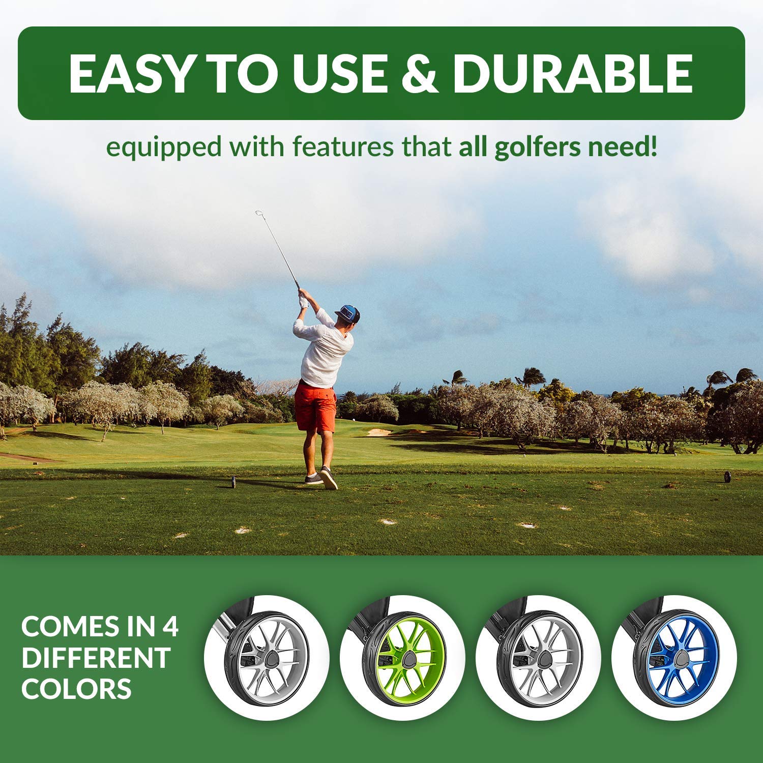 CaddyTek Wheel Golf Push Cart - Zander Auto Parts