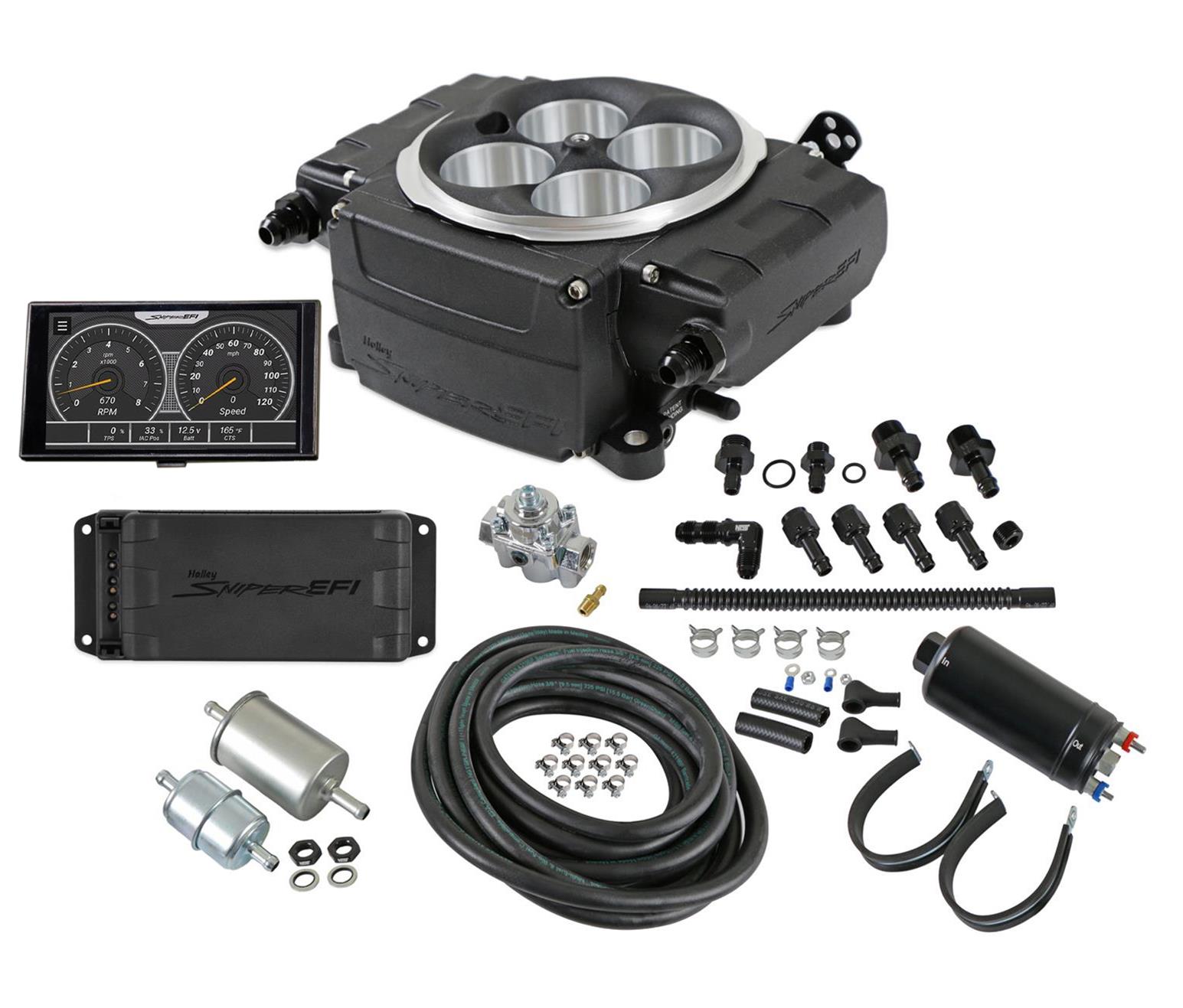 Holley Sniper 550-511-5PK Holley Sniper 2 EFI 650 HP Inline Pump Fuel Injection Systems with Power Distribution Module - Zander Auto Parts