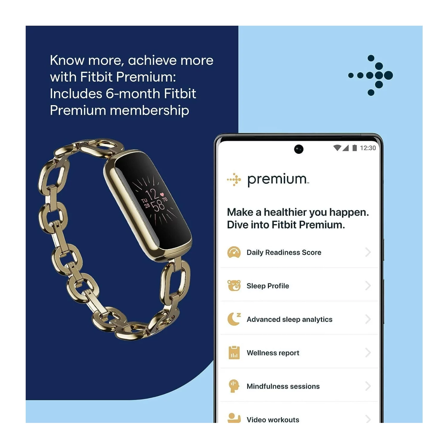 Fitbit Luxe - Gorjana Special Edition - soft gold stainless steel - activity tracker with Parker link bracelet - stainless steel - gold - Bluetooth - Zander Auto Parts