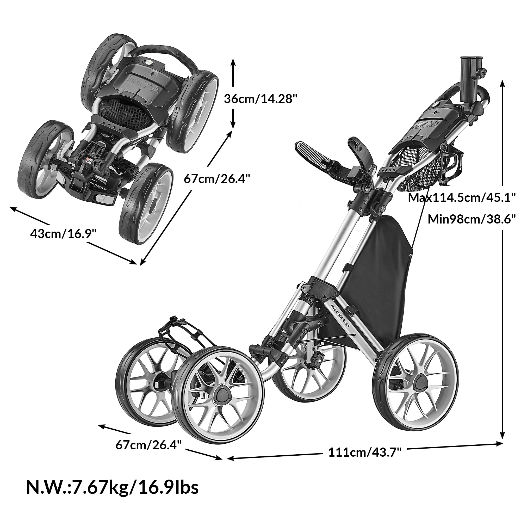 CaddyTek Wheel Golf Push Cart - Zander Auto Parts