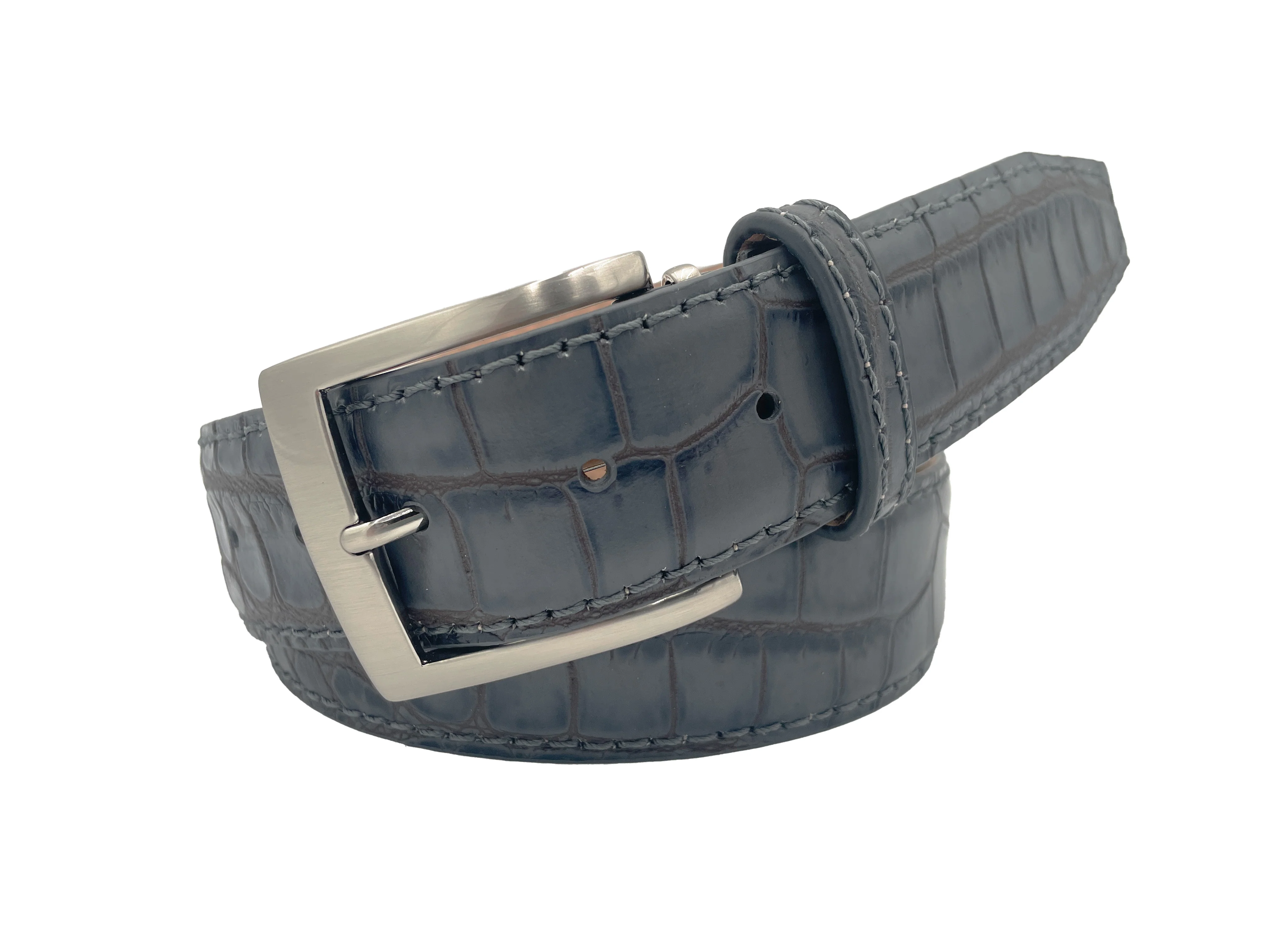 Two-Toned Mock Croc Belt - Grey Fog - 40mm - Up to 50