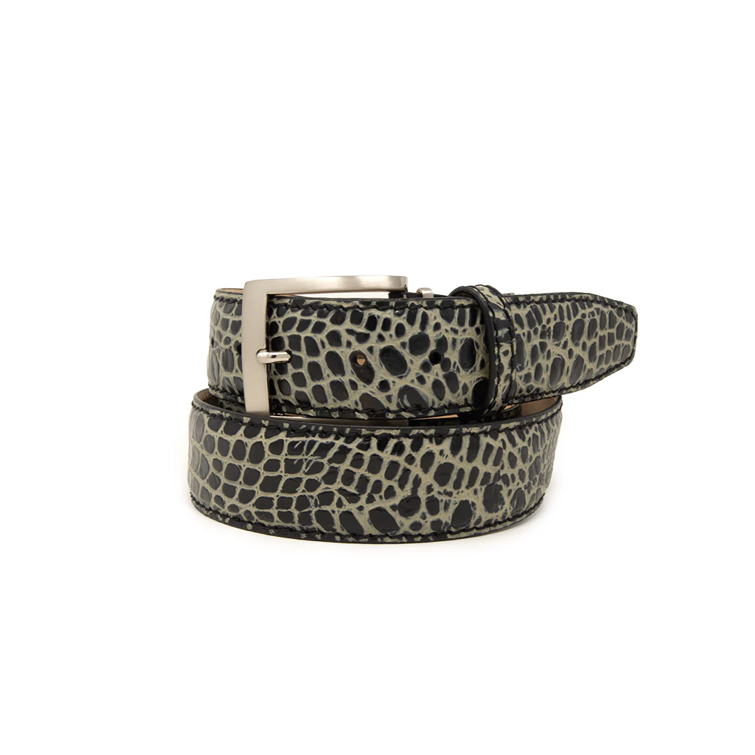 Two-Toned Mock Croc Belt - Black & Tan - 40mm - Up to 50